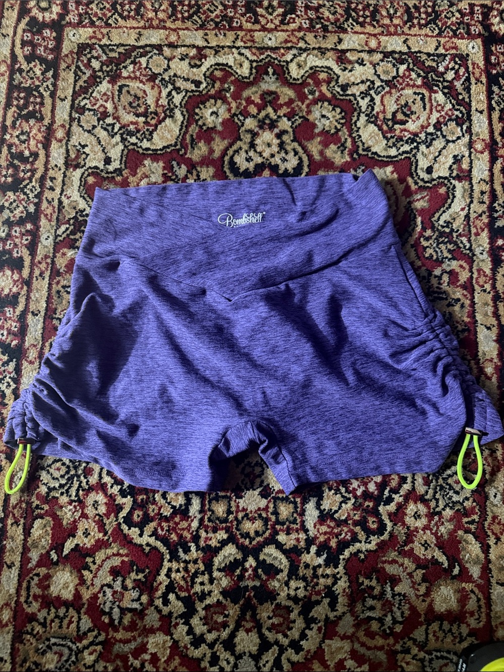 Bombshell sportswear toggle Purple Women's Athletic Shorts with Cinch Sides